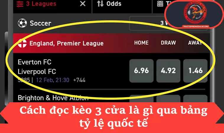 Cách đọc kèo 3 cửa là gì qua bảng tỷ lệ quốc tế