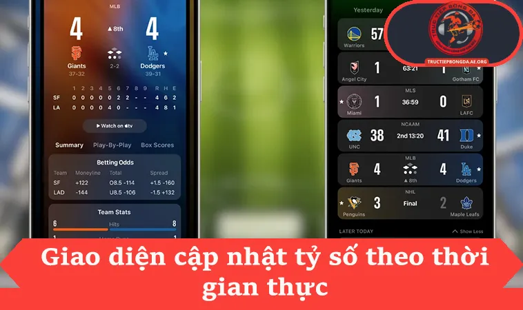 Giao diện cập nhật tỷ số theo thời gian thực